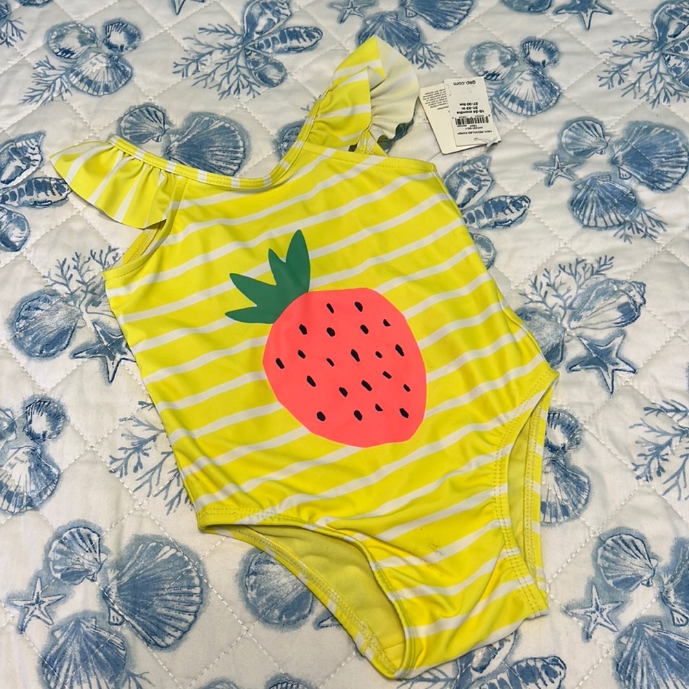 Baby Gap One Piece Strawberry Swimsuit Size 18-24 Months